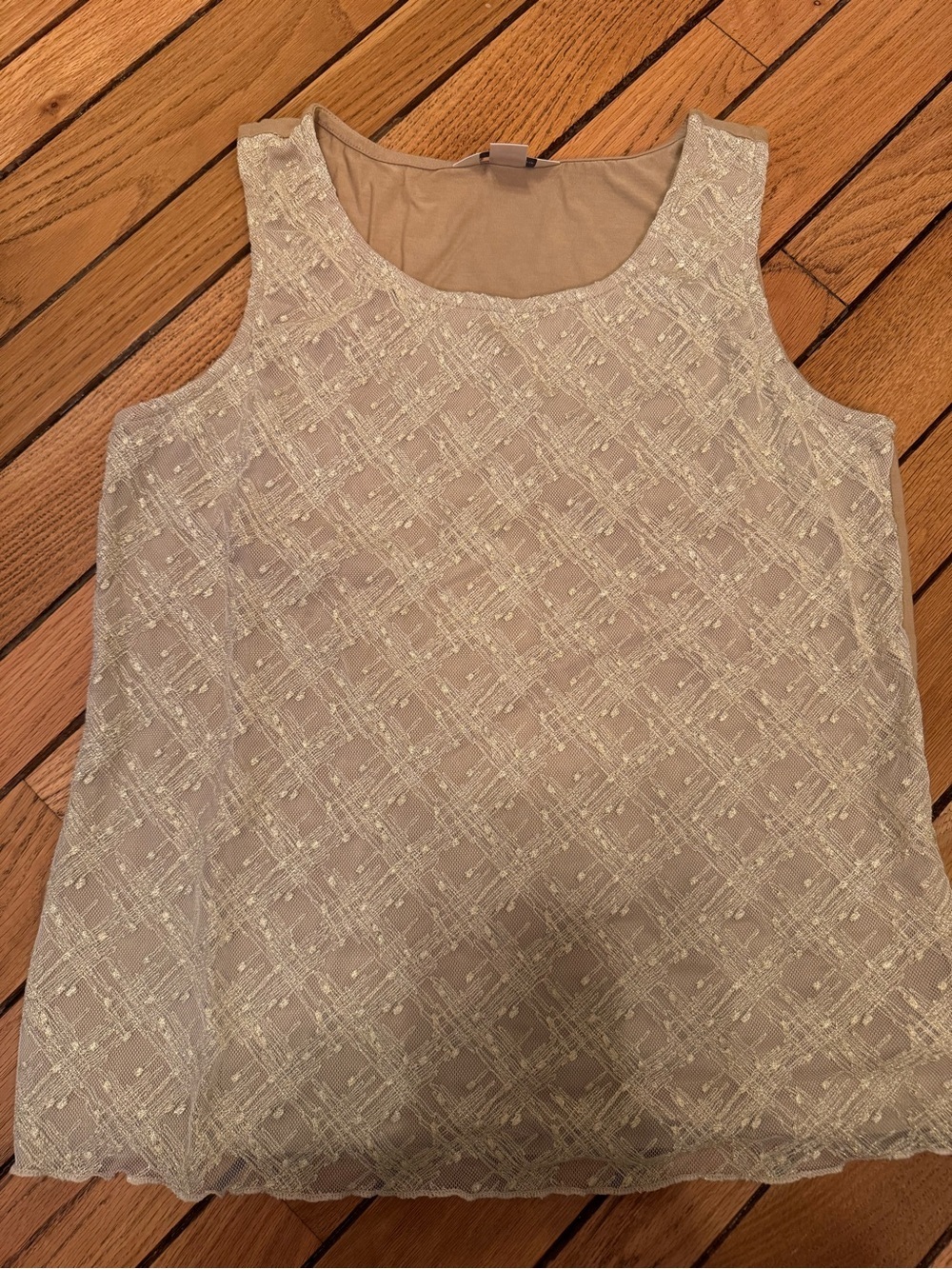 Christopher & Banks Lace Overlay Tank Top in Light Taupe